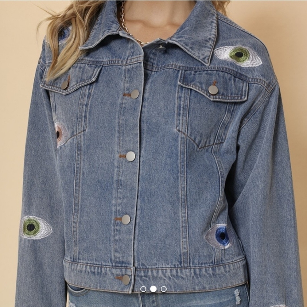 Evil Eye denim jacket by Miss Sparkling